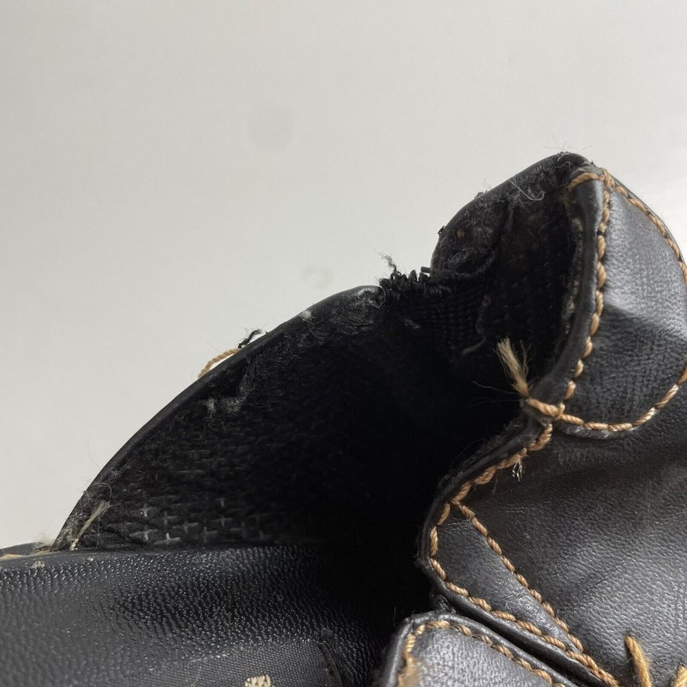 90s Y2K Vintage Soda Black Faux Leather Wooden Block Heel Platform Clogs Women 7 - Picture 7 of 12